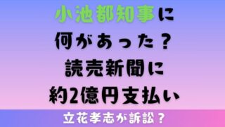 小池都知事に何があった？読売新聞に約2億円支払い立花孝志が訴訟？ 