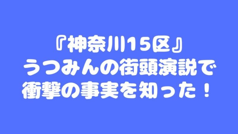 『神奈川15区』うつみんの街頭演説で衝撃の事実を知った！ 